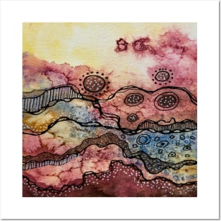 Abstract Landscape Watercolor Earth Tones Posters and Art